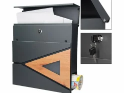 ML-DESIGN Buzón de acero antracita roble óptico buzón de pared moderno Gris