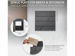 Outlet ML-DESIGN Buzón de acero inoxidable antracita de correo periodicos + poste 120cm plata Gris antracita