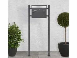 Outlet Buzón de acero inoxidable antracita moderno casillero de correo + soporte 120 cm Buzón