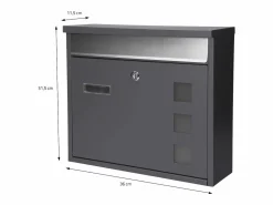 Outlet Buzón de acero inoxidable antracita moderno casillero de correo + soporte 120 cm Buzón