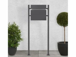Hot Buzón de acero inoxidable para correos y periodicos + base poste 120cm antracita Buzón