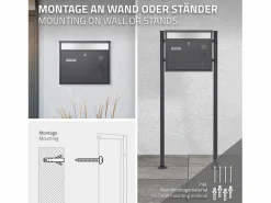 Best Buzón de acero inoxidable montado en pared antracita moderno casillero de correo Buzón