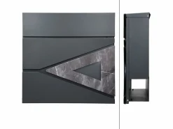 Clearance Buzón de acero negro imitación mármol moderno montado Buzón