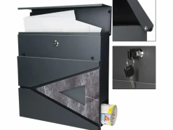 Clearance Buzón de acero negro imitación mármol moderno montado Buzón