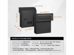 Buzón de Correo con Cerradura Combinada para Dejar las Llaves en la Puerta de SucceBuy, Color Negro
