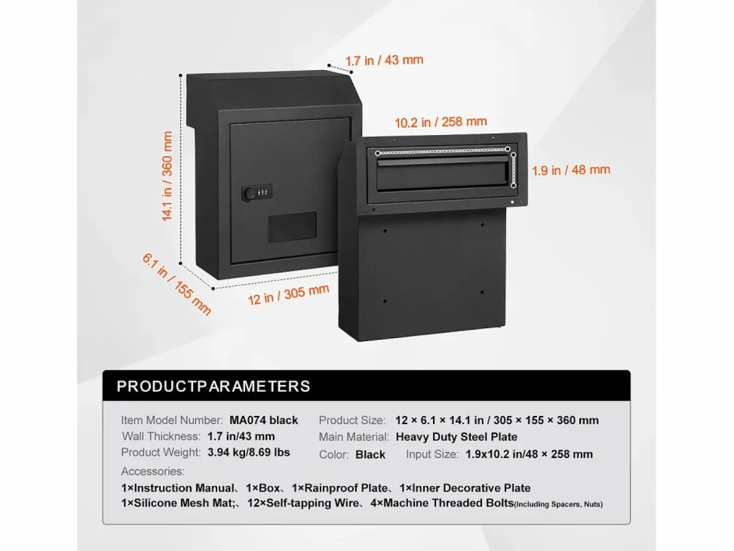 Buzón de Correo con Cerradura Combinada para Dejar las Llaves en la Puerta de SucceBuy, Color Negro