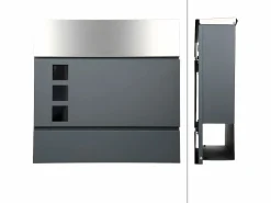 ECD Germany Buzón de pared con compartimento para periódicos 3 ventanas