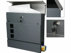 ECD Germany Buzón de pared con compartimento para periódicos 3 ventanas