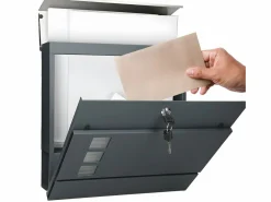 ECD Germany Buzón de pared con compartimento para periódicos 3 ventanas