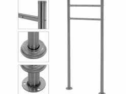 Clearance Buzón exterior con compartimento para periódico y soporte negro detalles madera Buzón