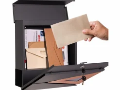 ML-DESIGN Buzón moderno de correos antracita óptica de madera exterior con soporte acero