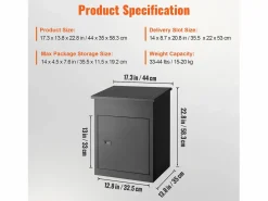 Buzón para Paquetes, SucceBuy Buzones de Exterior 44 x 35 x 58,3 CM, Acero Galvanizado, Cerradura Codificada