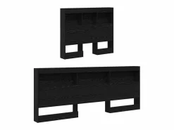 New Clicnbuy Cabecera de almacenamiento con estante Roble 100 cm Negro