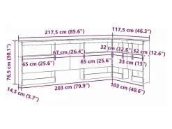 New Clicnbuy Cabecera de almacenamiento con estante Roble 100 cm Negro