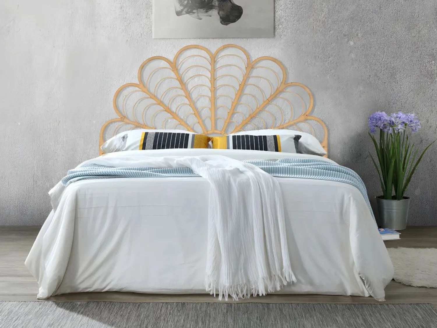 Clearance Vente-unique Cabecero 160 cm de ratán color natural FLOSIA Color natural claro