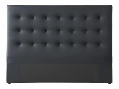 Vente-unique Cabecero acolchado 180 cm en polipiel negra - FRANCESCO
