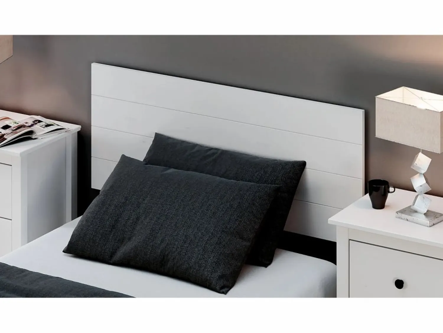 Hot Cabecero Cama Madera Maciza Pino Pintada (110 X 45, ) - Buyqualia Blanco