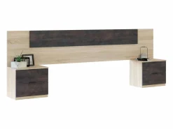 Sale Cabecero Cama Matrimonio, Mesitas 2 Cajones Color Óxido Roble Canadian 150 cm Cabecero Y Puente De Cama