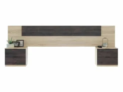 Sale Cabecero Cama Matrimonio, Mesitas 2 Cajones Color Óxido Roble Canadian 150 cm Cabecero Y Puente De Cama