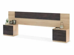 Sale Cabecero Cama Matrimonio, Mesitas 2 Cajones Color Óxido Roble Canadian 150 cm Cabecero Y Puente De Cama