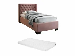 Vente-unique Cabecero cama tapizado 90x200 cm terciopelo + colchón - MASSIMO