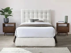 Clearance Vente-unique Cabecero capitoné de 140 cm en tela bouclé blanca - FRANCESCO Blanco
