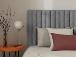 Vente-unique Cabecero con costuras verticales 160 cm tela SARAH Gris