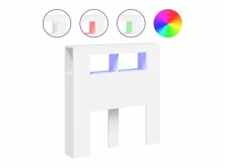 New vidaxl Cabecero con LED madera de ingeniería 100x18,5x103,5 cm Blanco