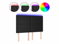 New vidaxl Cabecero con luces LED cuero sintético 144x5x118/128 cm Negro