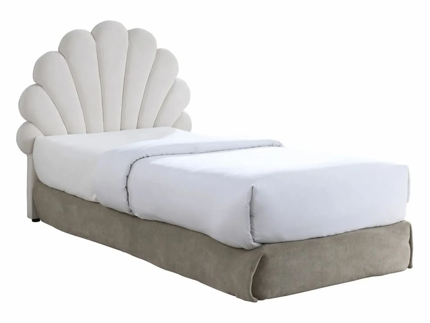 Vente-unique Cabecero de cama con forma de concha 110 cm en terciopelo - MOANA