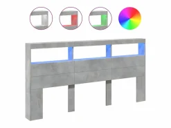 Clicnbuy Cabecero de cama con luz LED hormigón 200x17x102 cm