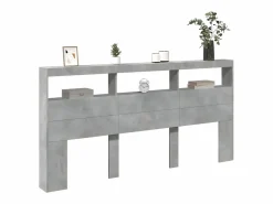 Clicnbuy Cabecero de cama con luz LED hormigón 200x17x102 cm