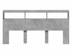 Clicnbuy Cabecero de cama con luz LED hormigón 200x17x102 cm