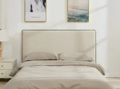 Outlet Vente-unique Cabecero desenfundable de 170 cm en algodón y lino color beige y negro - CHESMA Negro / Beige