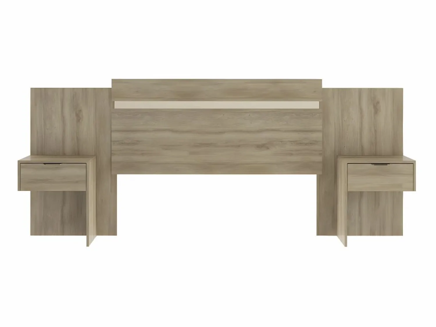 Cabecero extensible con mesas de noche y 2 cajones 140/160 cm natural. PARATI Cabecero Y Puente De Cama