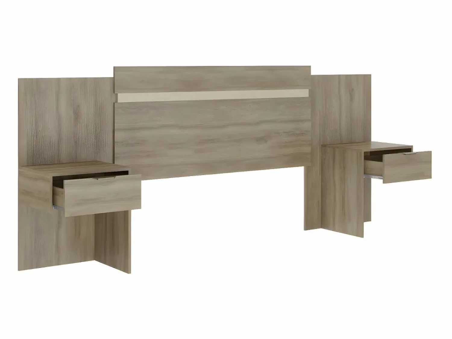 Cabecero extensible con mesas de noche y 2 cajones 140/160 cm natural. PARATI Cabecero Y Puente De Cama
