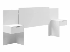 Outlet Cabecero extensible con mesas de noche y 2 cajones 140/160 cm Blanc. PARATI Cabecero Y Puente De Cama