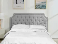 Outlet Cabecero tapizado 200 cm en tela gris - JOHENE Cabecero Y Puente De Cama