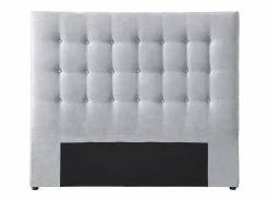 Online Vente-unique Cabecero tapizado 160 cm en tela - FRANCESCO Gris claro