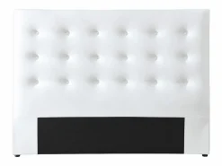 Online Vente-unique Cabecero tapizado 140 cm en ecopiel blanca - FRANCESCO Blanco