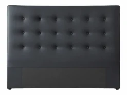 Online Cabecero tapizado de 140 cm en piel sintética negra - FRANCESCO Cabecero Y Puente De Cama