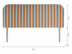 Discount Cabecero tapizado terciopelo a rayas azul y 160x97cm Cabecero Y Puente De Cama