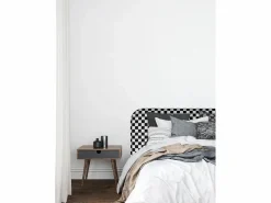 Online Cabecero tapizado terciopelo a cuadros blancos y s 160x97cm Negro