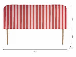 Cabecero tapizado terciopelo a rayas rojas y s 160x97cm