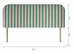 Sale Cabecero tapizado terciopelo a rayas s y rosas 160x97cm Cabecero Y Puente De Cama