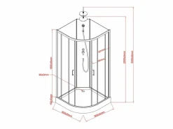Hot Shower & Design Cabina de ducha - Altura ajustable - L90 x l90 x H200/220 cm - Negro y blanco - ROVATA Negro / Blanco