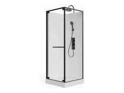 Shower & Design Cabina de ducha - Altura ajustable - Blanco y negro - L80 x l80 x Alt. 213/232 cm - BADONI