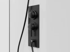 Shower & Design Cabina de ducha - Altura ajustable - Blanco y negro - L80 x l80 x Alt. 213/232 cm - BADONI