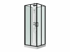 Shower & Design Cabina de ducha cuadrada - Negro y blanco - L80 x L80 x Alt. 225 cm - SAMABI