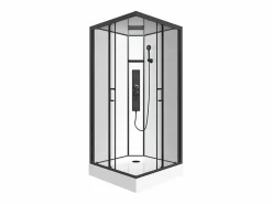 Shower & Design Cabina de ducha de esquina hidromasaje cuadrada, Ancho 90 x Prof. 90 x Alt. 215 cm, TANITO